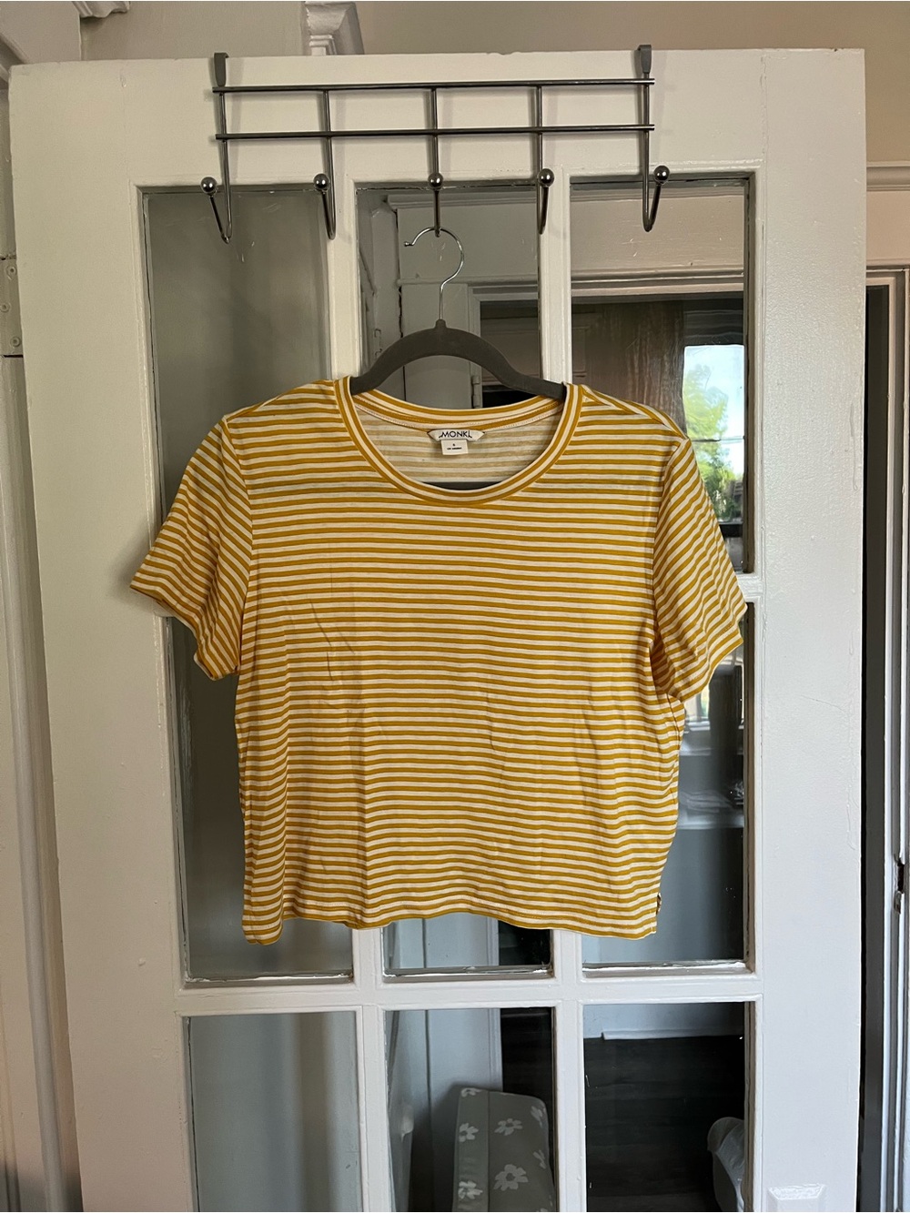 Monki Mustard Stripe Cotton Tee